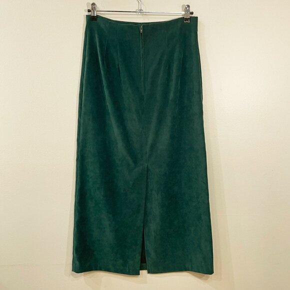 EUC Vintage Faux Suede Midi Pencil Skirt Forest Green Medium fit - Picture 2 of 5